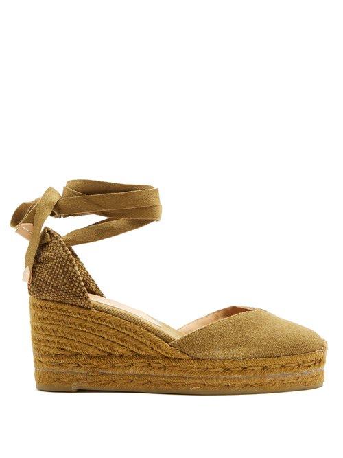Matchesfashion.com Castaer - Chiara Canvas Wedge Espadrilles - Womens - Khaki