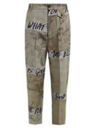 Matchesfashion.com Vivienne Westwood - Glen Check And Graffiti Print Cotton Trousers - Womens - Grey Multi