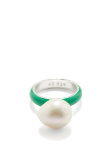 Fry Powers - Green Grass Pearl, Enamel & Sterling-silver Ring - Womens - Green Multi