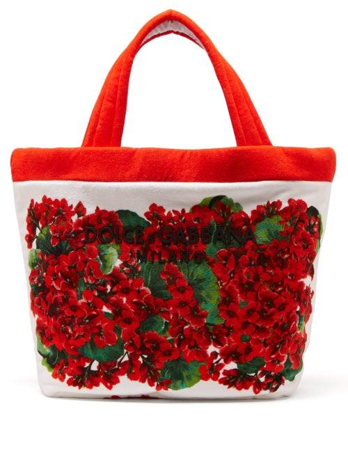 Matchesfashion.com Dolce & Gabbana - Geranium Print Towelling Tote - Womens - Red Multi