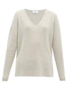 Matchesfashion.com Allude - Ribbed V Neck Cashmere Sweater - Womens - Light Grey