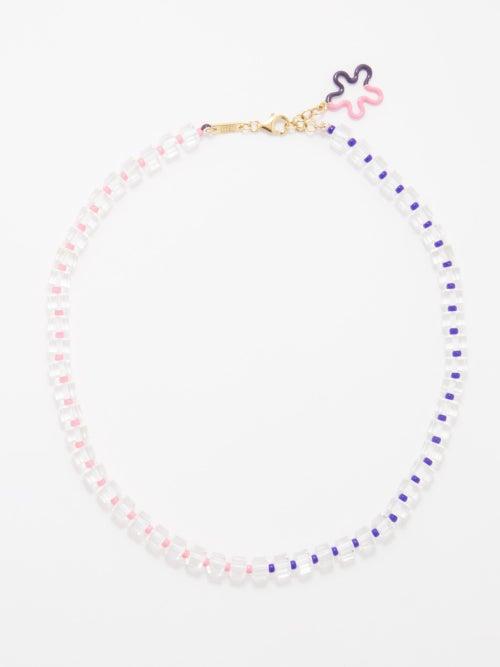 Bea Bongiasca - B Beaded Enamel & 9kt Gold Necklace - Womens - Multi