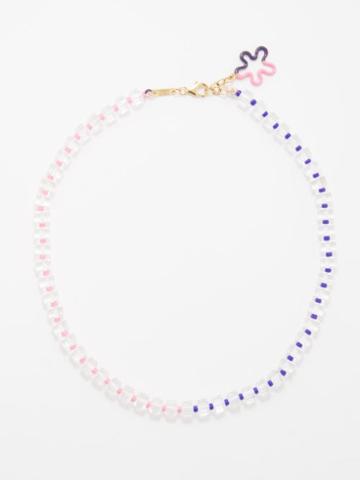 Bea Bongiasca - B Beaded Enamel & 9kt Gold Necklace - Womens - Multi