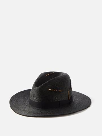 Nick Fouquet - Vaquero Matchstick Straw Panama Hat - Mens - Black
