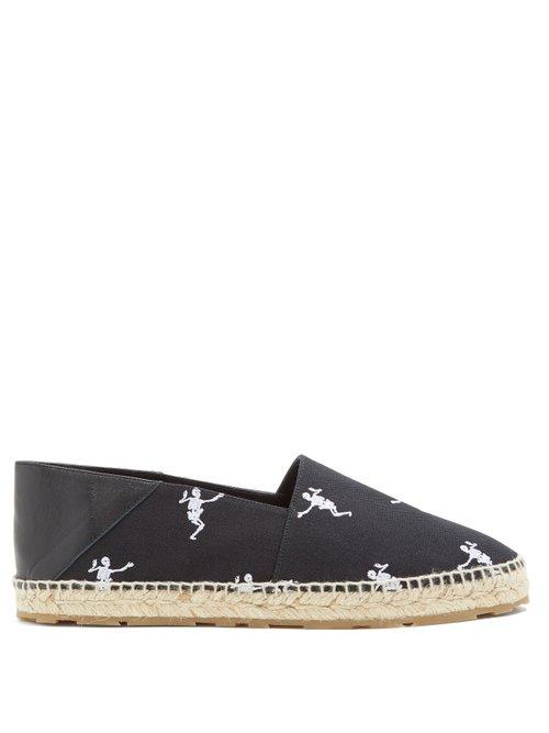 Matchesfashion.com Alexander Mcqueen - Dancing Skeleton Foldable Heel Espadrilles - Mens - Black