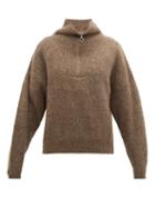 Matchesfashion.com Isabel Marant Toile - Mclean Half Zip Ribbed Sweater - Womens - Brown