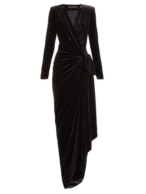Matchesfashion.com Alexandre Vauthier - Gathered Velvet Wrap Gown - Womens - Black