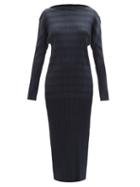 Pleats Please Issey Miyake - Technical-pleated Midi Dress - Womens - Dark Navy