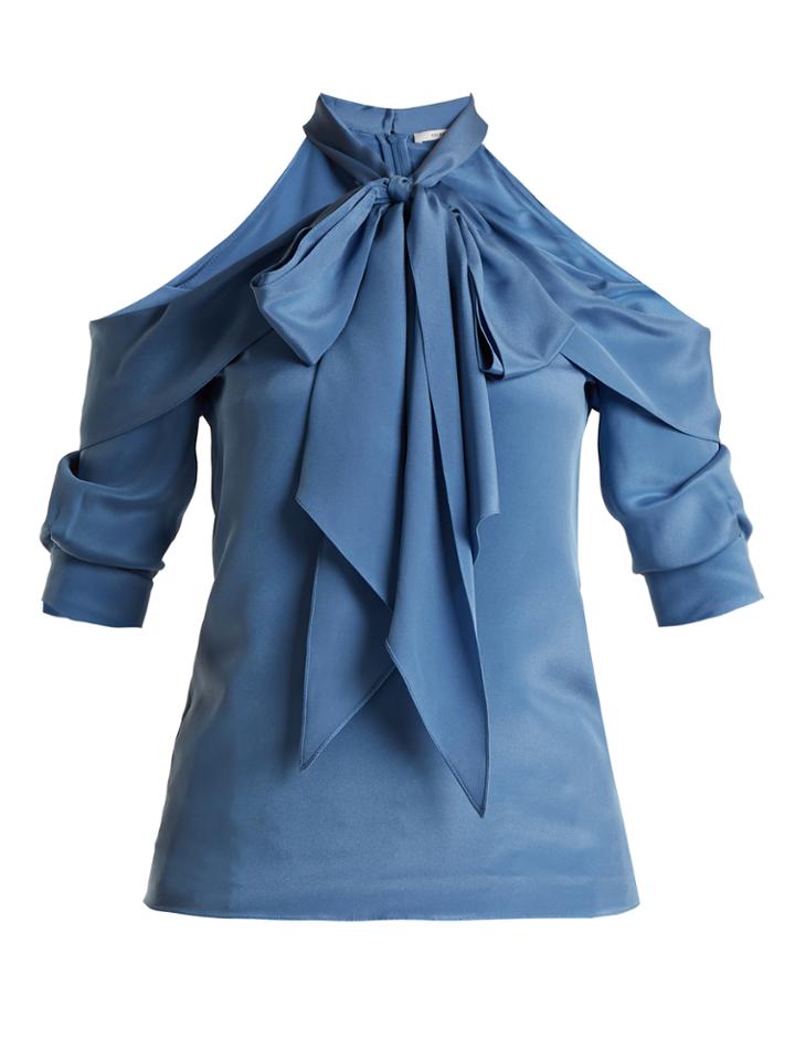 Erdem Elin Cut-out Shoulder Silk Blouse