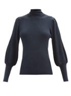 Cefinn - Eva Ribbed-knit Lam Sweater - Womens - Dark Blue