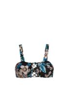 Matchesfashion.com Diane Von Furstenberg - Cheeky Lace Up Bikini Top - Womens - Black Print
