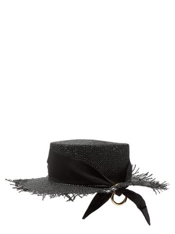 Federica Moretti Frayed-edge Panama Woven-paper Hat