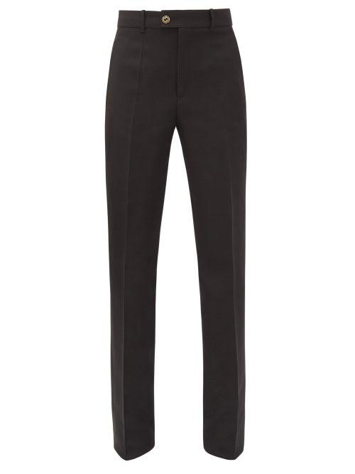 Matchesfashion.com Gucci - Gg-button Tailored Silk-blend Cady Trousers - Womens - Black
