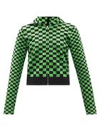 Matchesfashion.com Molly Goddard - Owen Check Cotton-jacquard Hooded Sweatshirt - Womens - Green