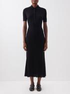 Gabriela Hearst - Amor Ribbed Silk-blend Polo Dress - Womens - Black