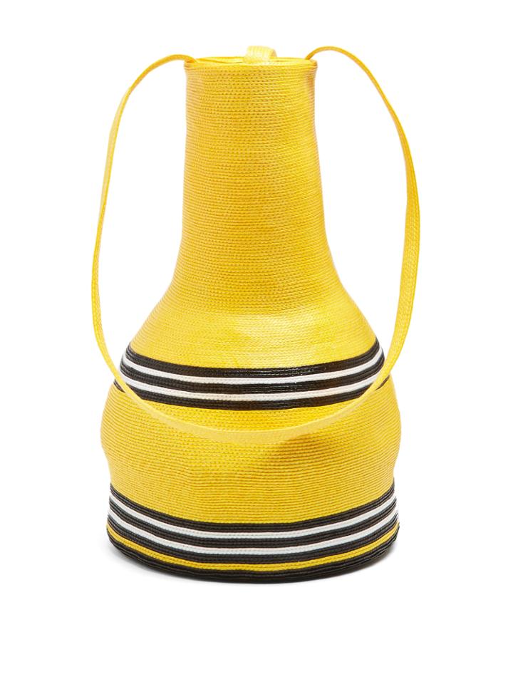 Rosie Assoulin Striped Woven-straw Jug Shoulder Bag