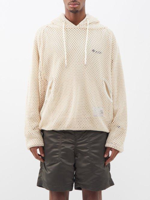 Mihara Yasuhiro - Layered Mesh Cotton Hoodie - Mens - White