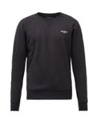 Balmain - Flocked-logo Cotton-jersey Sweatshirt - Mens - Black
