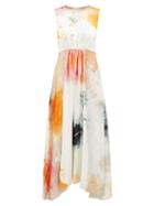 Matchesfashion.com Roksanda - Nysa Gathered Printed Silk-satin Dress - Womens - Orange