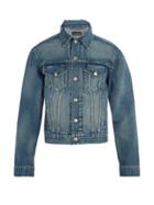 Matchesfashion.com Balenciaga - Slim Fit Logo Embroidered Denim Jacket - Mens - Blue