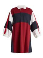 Matchesfashion.com Koch - Contrast Panel Cotton Dress - Womens - Burgundy Multi