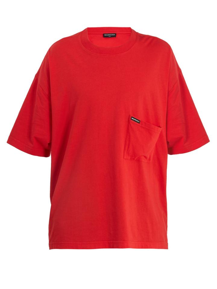 Balenciaga Oversized Patch-pocket Cotton-jersey T-shirt