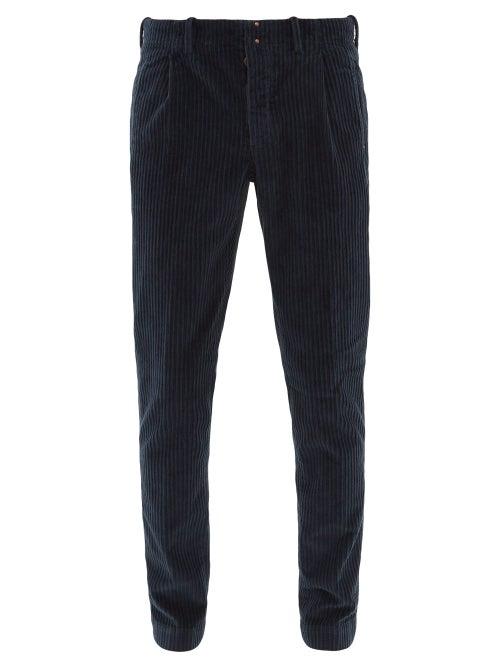 Matchesfashion.com Incotex - Verve Corduroy Slim Fit Trousers - Mens - Navy