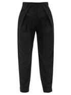 Matchesfashion.com Ann Demeulemeester - Pleated High Rise Fleecewool Blend Trousers - Womens - Black