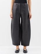 Co - Cropped Leather Wide-leg Trousers - Womens - Black