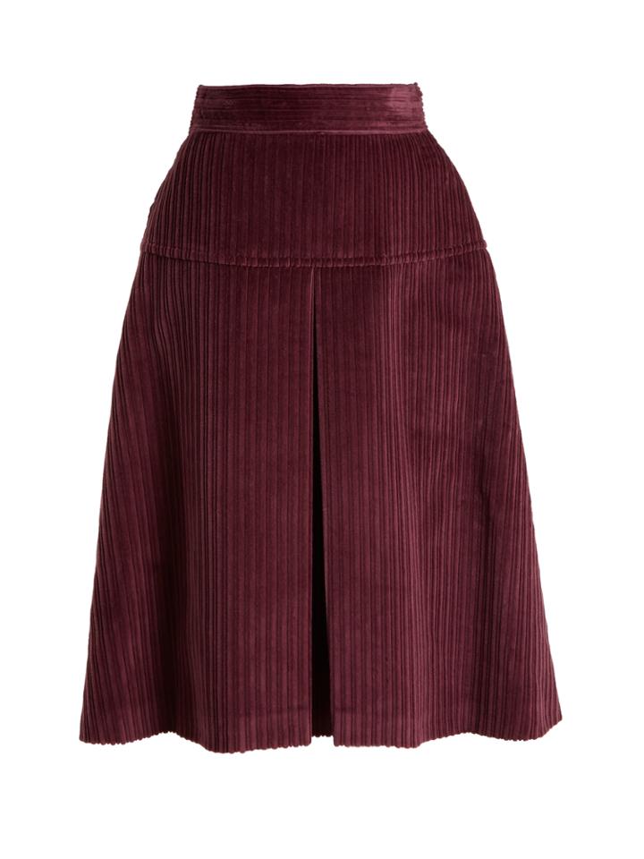Miu Miu High-rise Pleated Cotton-corduroy Midi Skirt