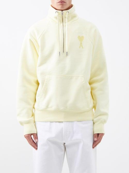 Ami - Ami De Caur-logo Organic-cotton Blend Sweatshirt - Mens - Yellow