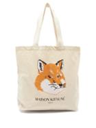 Matchesfashion.com Maison Kitsun - Fox Head Logo Print Cotton Canvas Tote Bag - Mens - Beige
