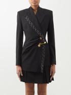 Versace - Greca-sequinned Safety-pin Crepe Blazer - Womens - Black