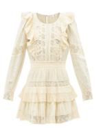 Loveshackfancy - Santorini Ruffled Lace-trimmed Cotton Mini Dress - Womens - Ivory