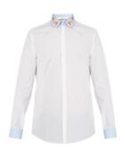 Gucci Floral-embroidered Striped Cotton Shirt