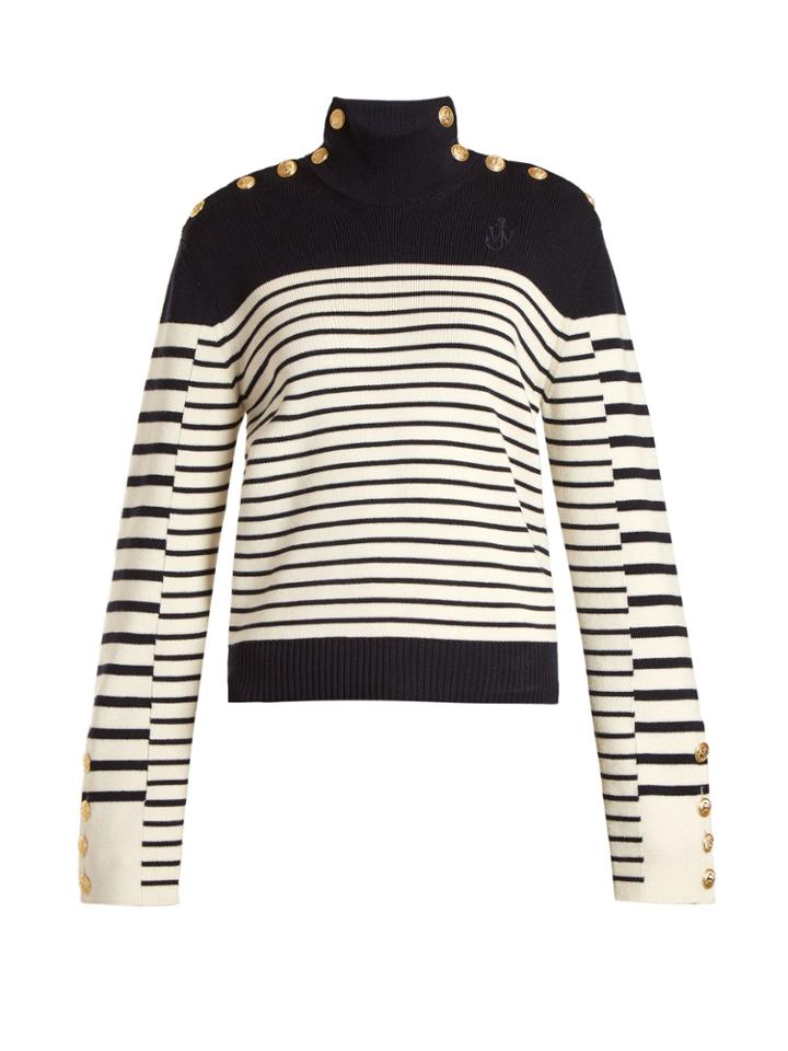 Jw Anderson Breton-stripe Roll-neck Sweater