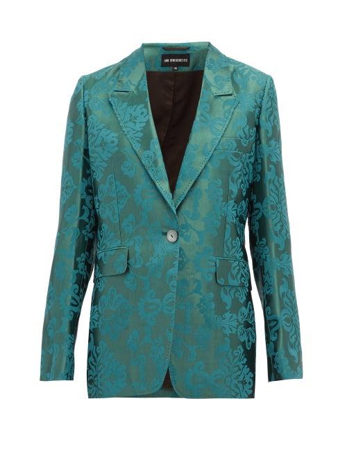 Matchesfashion.com Ann Demeulemeester - Daphne Single Breasted Floral Jacquard Blazer - Womens - Green