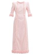 Matchesfashion.com The Vampire's Wife - Cate Ruffled Corduroy Dress - Womens - Light Pink