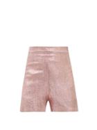Matchesfashion.com The Vampire's Wife - The Persuasion Wool-blend Lam Shorts - Womens - Pink Gold