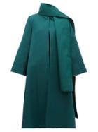 Matchesfashion.com Emilia Wickstead - Ellis Stretch Cloqu Opera Coat And Scarf - Womens - Dark Green