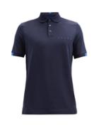 Matchesfashion.com Falke Ess - Logo-print Cotton-blend Piqu Polo Shirt - Mens - Navy