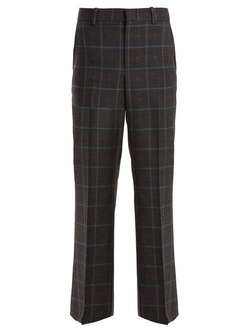 Matchesfashion.com Gucci - Heart Fil Coup Checked Wool Blend Trousers - Womens - Grey Multi