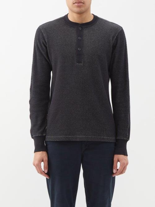 Rag & Bone - Collin Cotton-jersey Henley Top - Mens - Black