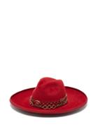 Matchesfashion.com Gucci - Chain And Grosgrain Trim Rabbit Felt Hat - Womens - Red