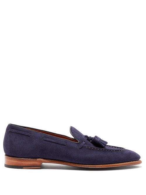 Matchesfashion.com Grenson - Scottie Tasseled Suede Loafers - Mens - Navy