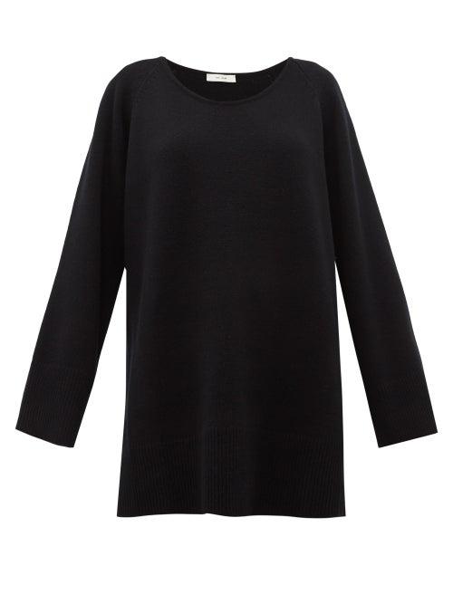 Matchesfashion.com The Row - Damian Scoop Neck Wool Blend Sweater - Womens - Black