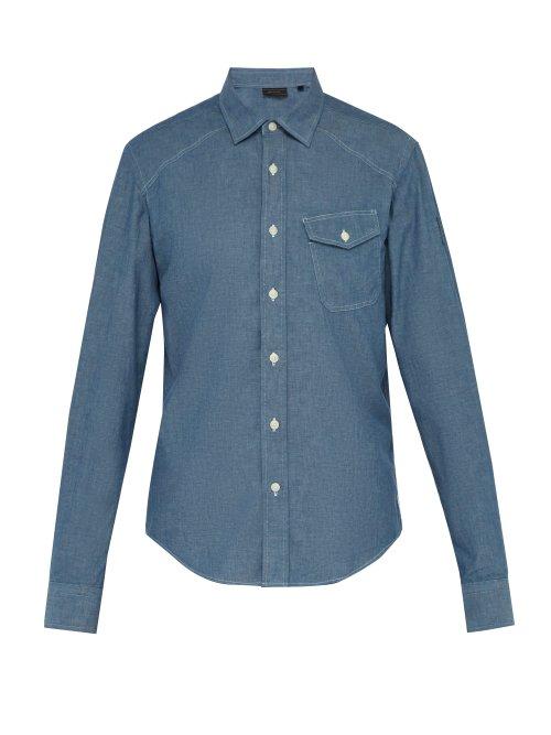 Matchesfashion.com Belstaff - Steadway Chambray Shirt - Mens - Blue