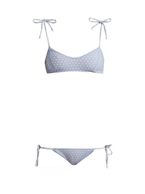 Matchesfashion.com Lisa Marie Fernandez - Nicole Polka Dot Bikini - Womens - Blue Multi