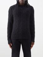 Tom Ford - Crew-neck Cable-knit Sweater - Mens - Dark Grey