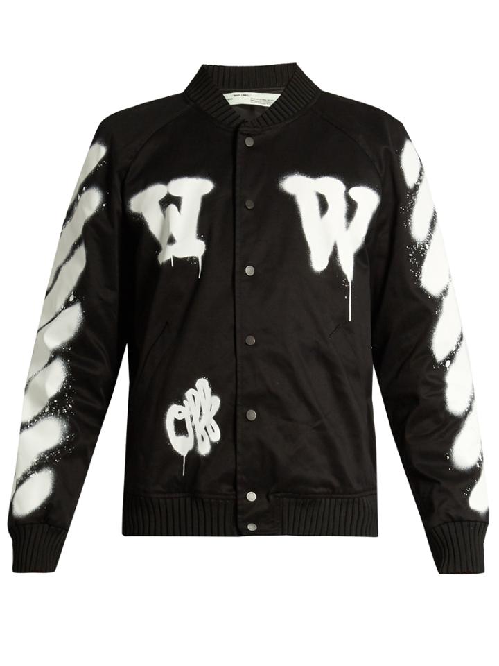 Off-white Logo-print Cotton-blend Bomber Jacket